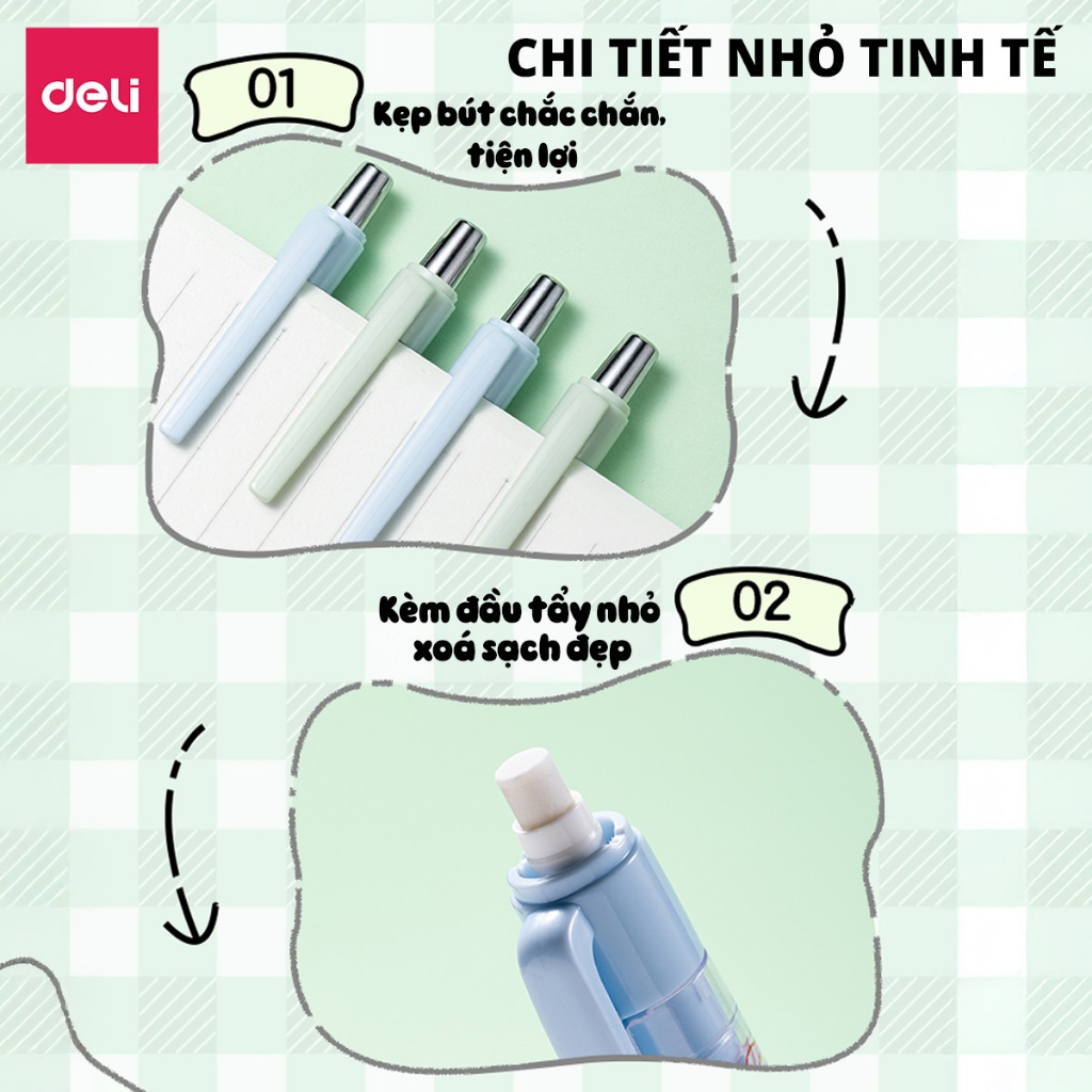 Bút Chì Kim Bấm Deli Ngòi 0.5mm-0.7mm - Bút Chì Bấm Học Sinh HB Thiết Kế Dễ Thương Chì Đậm Rõ Nét Cao Cấp