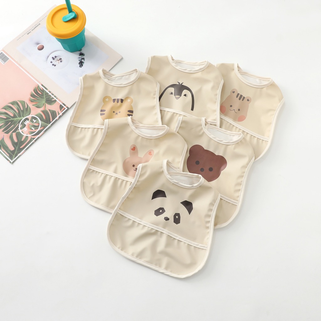 Yếm ăn dặm cho bé có máng hứng ngang siêu chống thấm siêu gọn nhẹ nhiều họa tiết dễ thương phù hợp bé trai bé gái