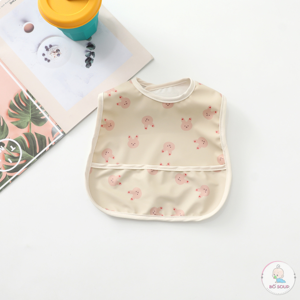 Yếm ăn dặm cho bé có máng hứng ngang siêu chống thấm siêu gọn nhẹ nhiều họa tiết dễ thương phù hợp bé trai bé gái