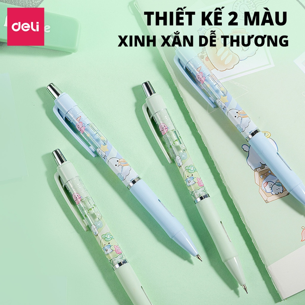 Bút Chì Kim Bấm Deli Ngòi 0.5mm-0.7mm - Bút Chì Bấm Học Sinh HB Thiết Kế Dễ Thương Chì Đậm Rõ Nét Cao Cấp