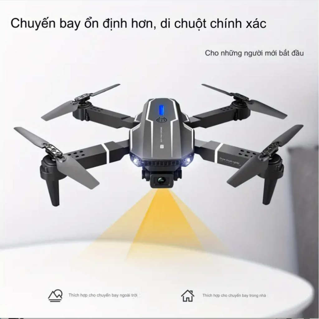 Flycam E88 PRO, Có 2 Camera, Nhào lộn 360 độ, Dễ dàng làm quen cho người muốn tập chơi Flycam Drone