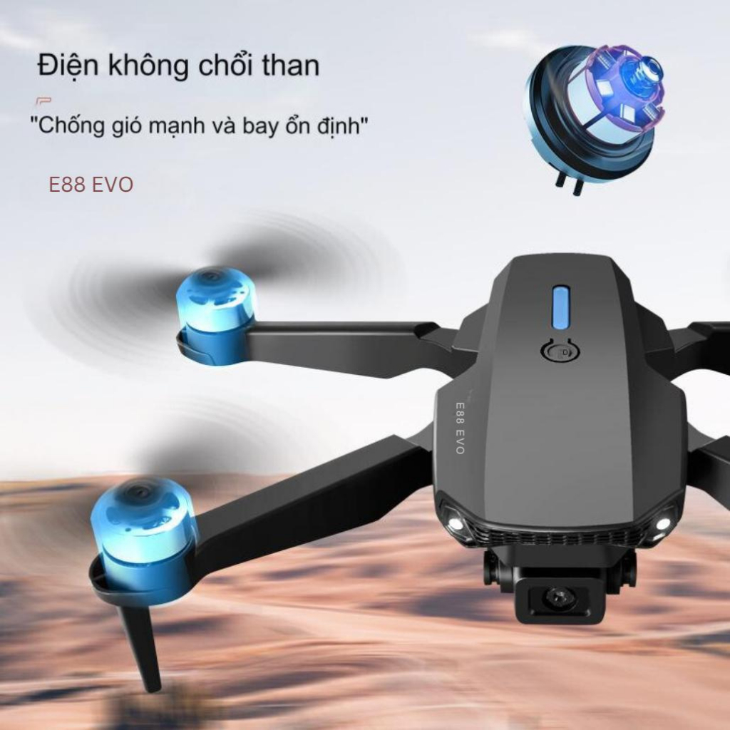 Flycam E88 PRO, Có 2 Camera, Nhào lộn 360 độ, Dễ dàng làm quen cho người muốn tập chơi Flycam Drone