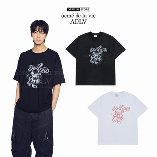 Áo Thun ADLV Handsketch Rabbit Dáng Oversized Màu Đen/Trắng - Hàng chính hãng