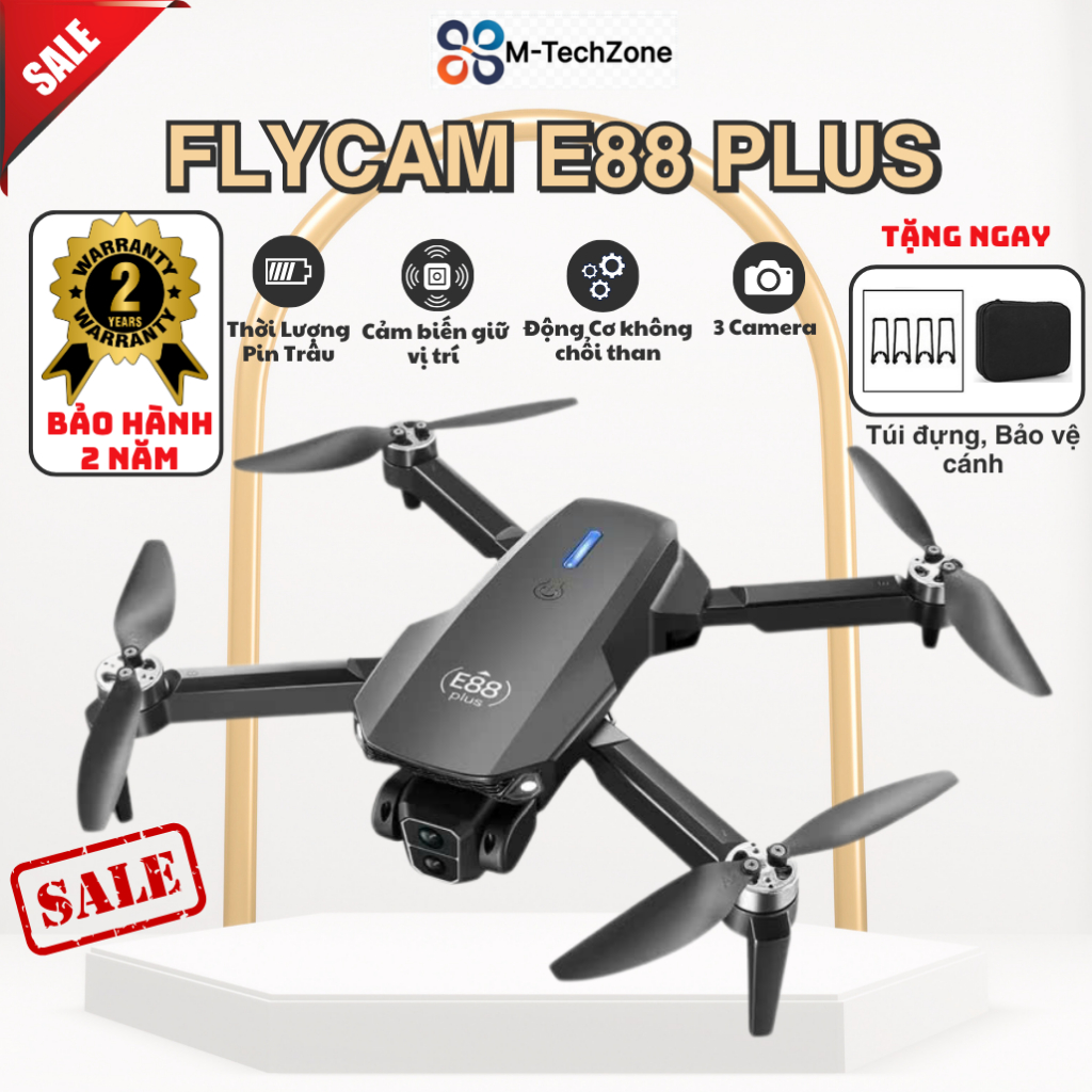 Flaycam mini giá rẻ E88 Plus, Máy bay điều khiển Bản nâng cấp mới nhất, Có 2 Camera Kép Siêu nét