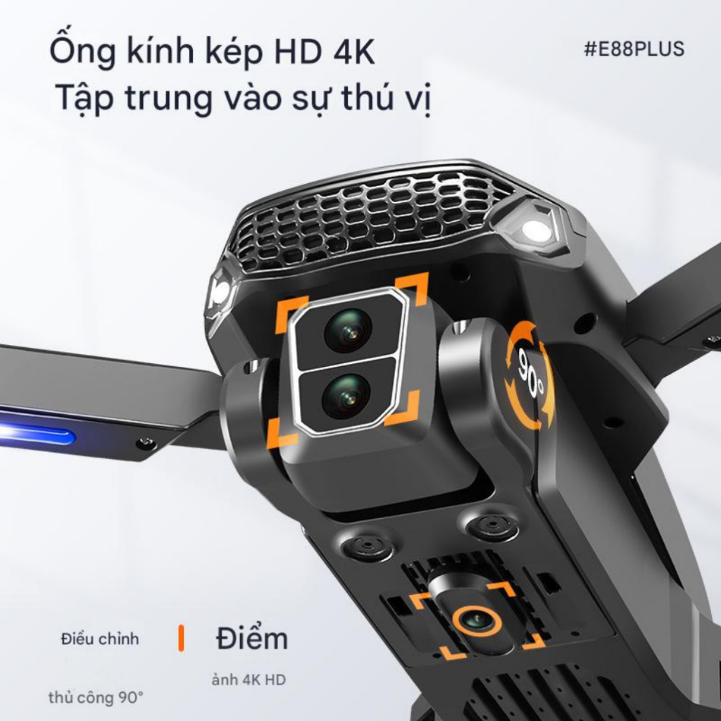 Flaycam mini giá rẻ E88 Plus, Máy bay điều khiển Bản nâng cấp mới nhất, Có 2 Camera Kép Siêu nét