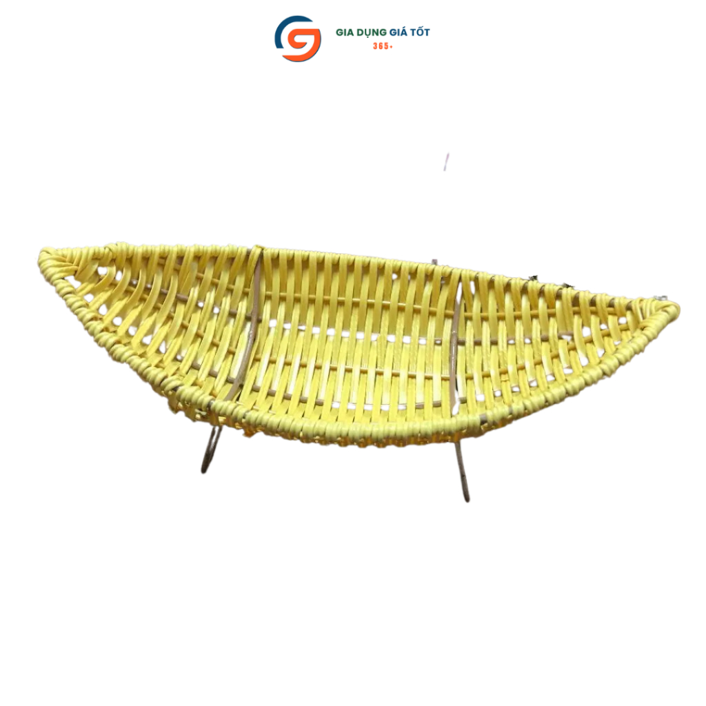 Khay đựng trái cây hình thuyền giả mây có chân đế - khay đựng hoa quả, bánh kẹo để bàn decor đẹp