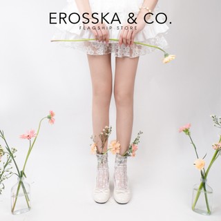 Erosska - Giày cao gót nữ mary jane mũi tròn nơ phối ren kiểu dáng tiểu thư cao 4cm màu đen - EL099
