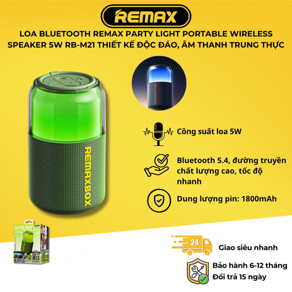 Loa Bluetooth REMAX Party Light Portable Wireless Speaker 5W RB-M21 ...