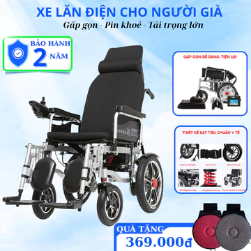 Xe lăn điện cao cấp cho người già M007, Xe lăn điện gấp gọn cho người già người khuyết tật 24V/12AH (Bảo hành 2 năm)