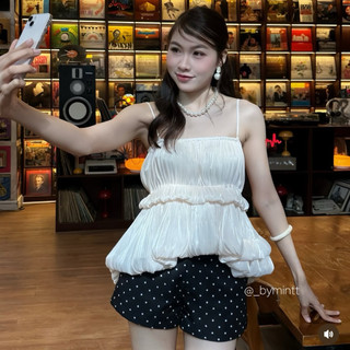 TINI CHẤM BI | Quần short cạp trễ chấm bi chất liệu KATE SILK | Bymintt