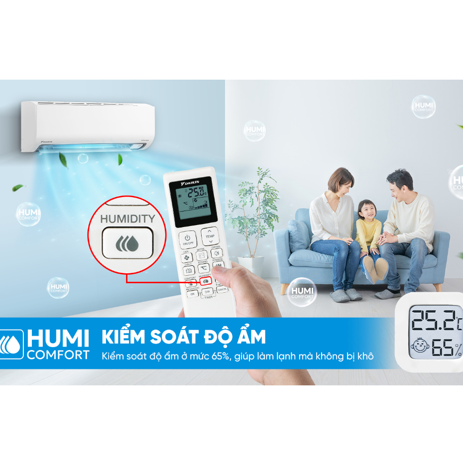 [MIỄN PHÍ LẮP ĐẶT 1TR3] LIVE - Máy Lạnh Daikin Inverter 1 chiều FTKB25ZVMV 1HP 9000BTU