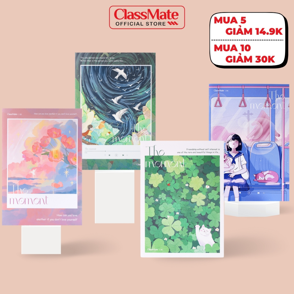Vở Kẻ Ngang Có Chấm Classmate Tập Sinh Viên B5, 80/120/200 Trang Bìa The Moment Chống Nước, Vở Viết Kẻ Vẽ Tiện Lợi