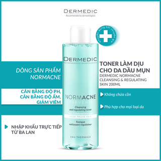 [HÀNG CÔNG TY] Nước cân bằng kiềm dầu, giảm mụn Dermedic Normacne Preventi Cleansing And Regulating Skin Toner (200ml)
