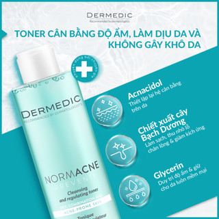 [HÀNG CÔNG TY] Nước cân bằng kiềm dầu, giảm mụn Dermedic Normacne Preventi Cleansing And Regulating Skin Toner (200ml)