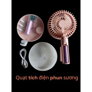 Quạt Tích Điện Phun Sương RL-01 Có Đèn LED – Quạt Để Bàn Hoặc Cầm Tay – 5 Cấp Gió 3 Chế Độ Sương