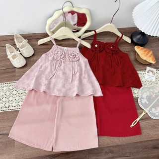 Set yếm đính hoa 2 dây kèm quần 2 màu cho bé gái đi chơi,chụp hình size 10-30kg