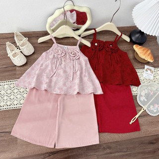 Set yếm đính hoa 2 dây kèm quần 2 màu cho bé gái đi chơi,chụp hình size 10-30kg