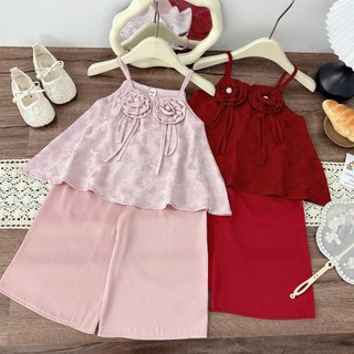 Set yếm đính hoa 2 dây kèm quần 2 màu cho bé gái đi chơi,chụp hình size 10-30kg