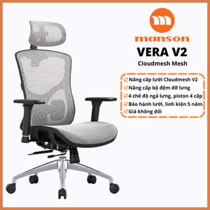 Ghế Công Thái Học Manson Vera Update Tựa Đầu 6D Lưới Cloud Mesh V2 Đen/Xám
