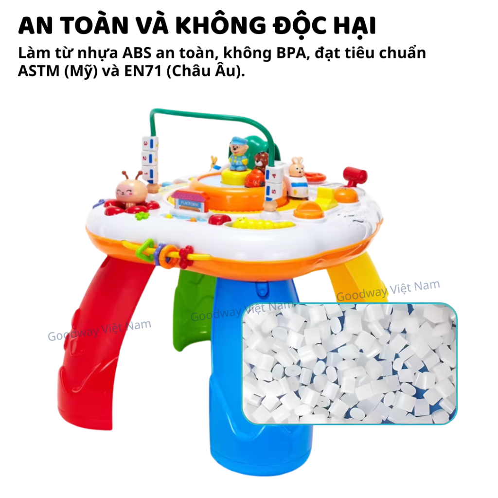 Bàn Bận Rộn Cho Bé 1 Tuổi, Đồ Chơi Montessori Phát Nhạc Chính Hãng Goodway Baby Playing Table