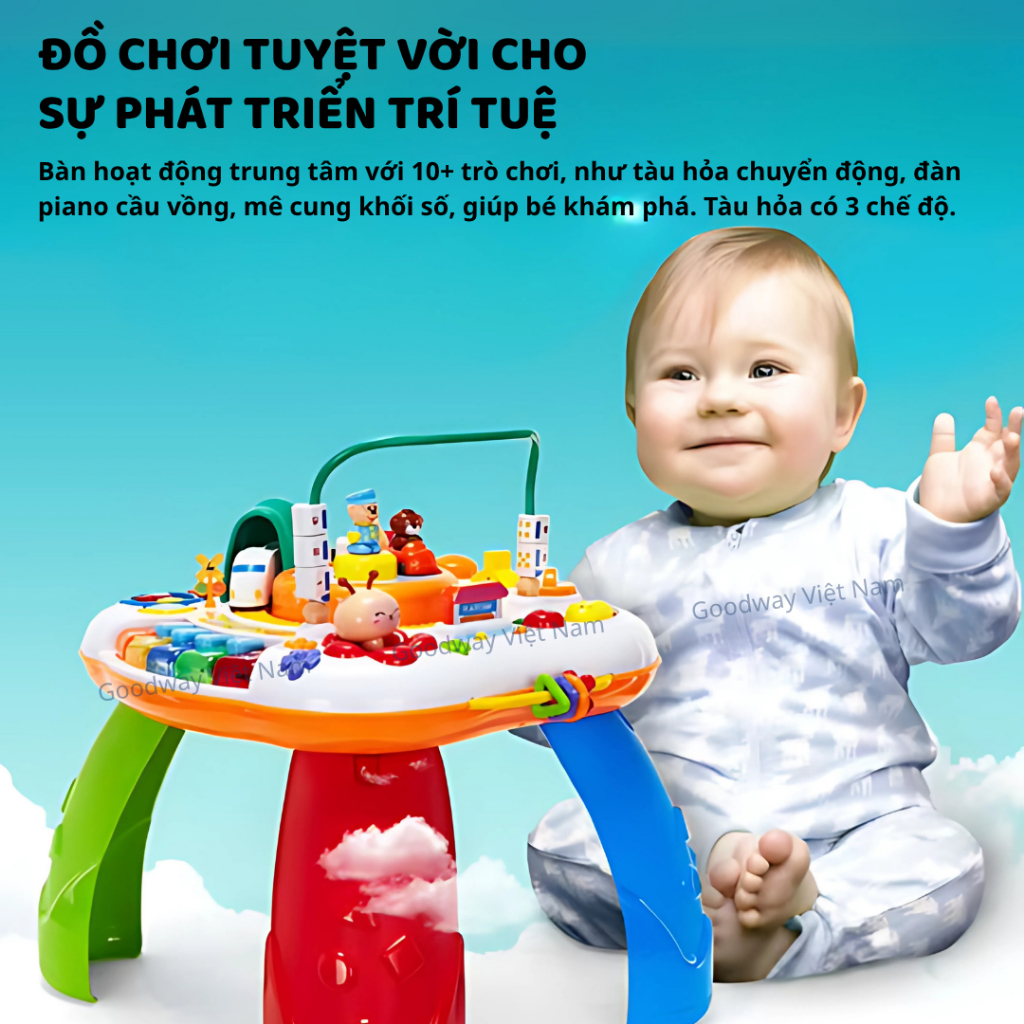 Bàn Bận Rộn Cho Bé 1 Tuổi, Đồ Chơi Montessori Phát Nhạc Chính Hãng Goodway Baby Playing Table