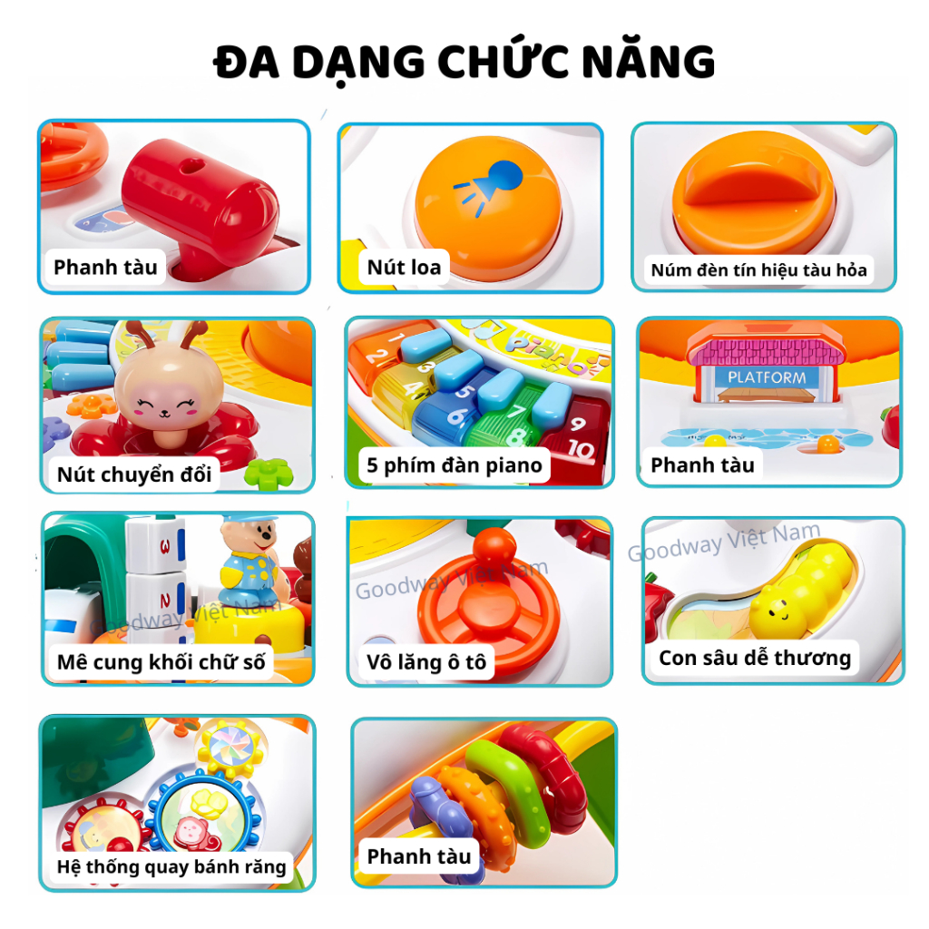 Bàn Bận Rộn Cho Bé 1 Tuổi, Đồ Chơi Montessori Phát Nhạc Chính Hãng Goodway Baby Playing Table