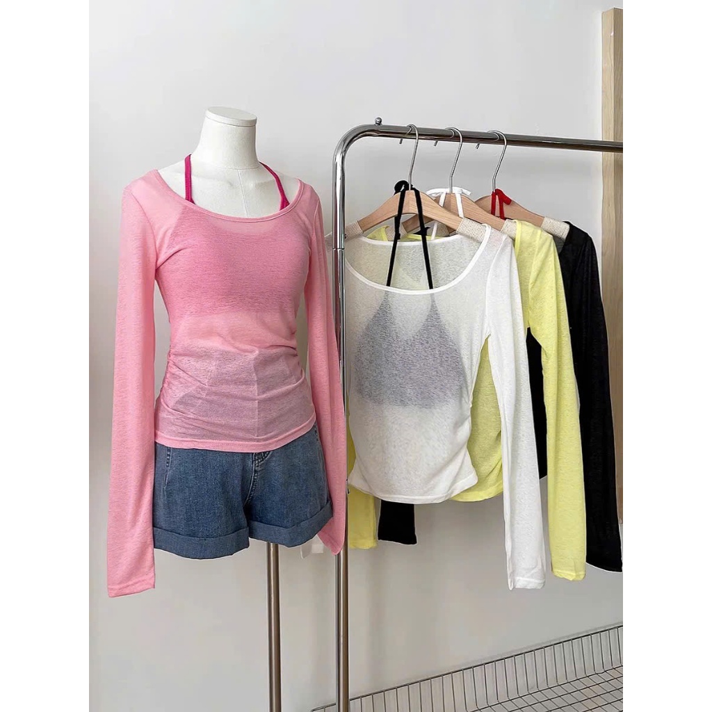 [TẶNG KÈM ÁO BRA] Set Hai Mảnh Cotton Xuyên Thấu Mỏng Mát Dáng Dài Kèm Áo 2 Dây Trong Mặc Mát Mùa Hè Đi Biển Không Nóng
