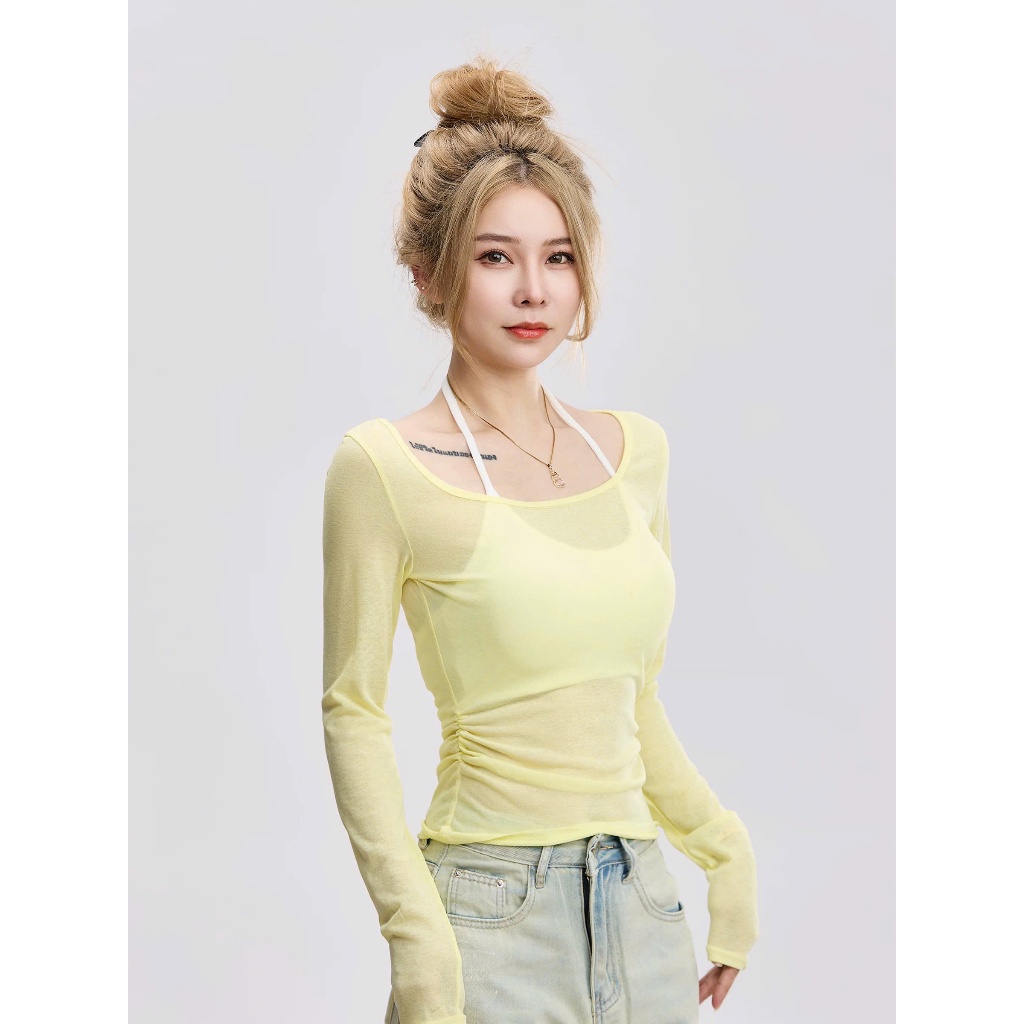 [TẶNG KÈM ÁO BRA] Set Hai Mảnh Cotton Xuyên Thấu Mỏng Mát Dáng Dài Kèm Áo 2 Dây Trong Mặc Mát Mùa Hè Đi Biển Không Nóng
