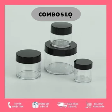 [COMBO 5 HŨ] 2g 3g 5g 10g 15g 20g 30g 50g Hũ Nhựa Thân Cao Đựng Mỹ Phẩm Hủ Đựng Kem Bột Sang Triết Mĩ Phẩm Trong Suốt