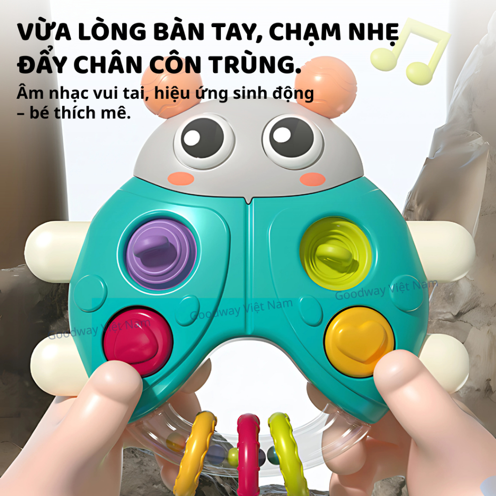 Lục Lạc Cầm Tay Cho Bé Sơ Sinh Goodway Đồ Chơi Phát Nhạc Hình Bọ Rùa Đồ Chơi Giác Quan Cho Bé