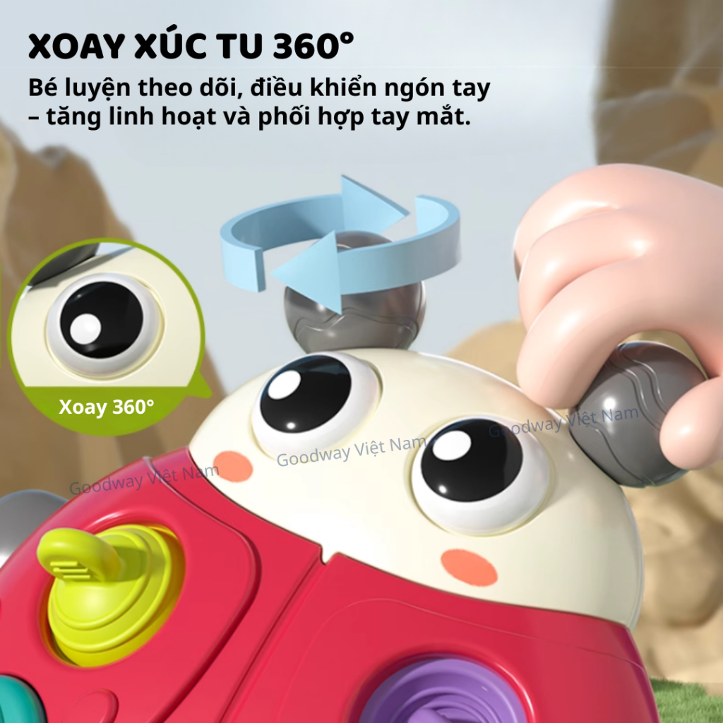 Lục Lạc Cầm Tay Cho Bé Sơ Sinh Goodway Đồ Chơi Phát Nhạc Hình Bọ Rùa Đồ Chơi Giác Quan Cho Bé