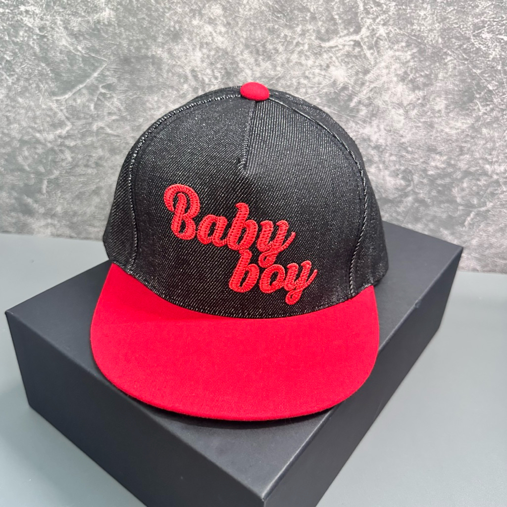 Mũ hiphop cho bé 3-7 Tuổi , Nón lưỡi trai sanpback rin phối kết màu thêu BABY BOY cực đẹp
