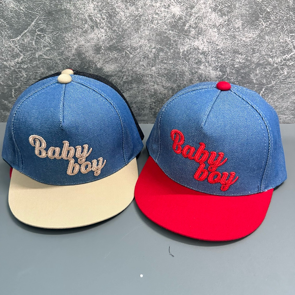 Mũ hiphop cho bé 3-7 Tuổi , Nón lưỡi trai sanpback rin phối kết màu thêu BABY BOY cực đẹp