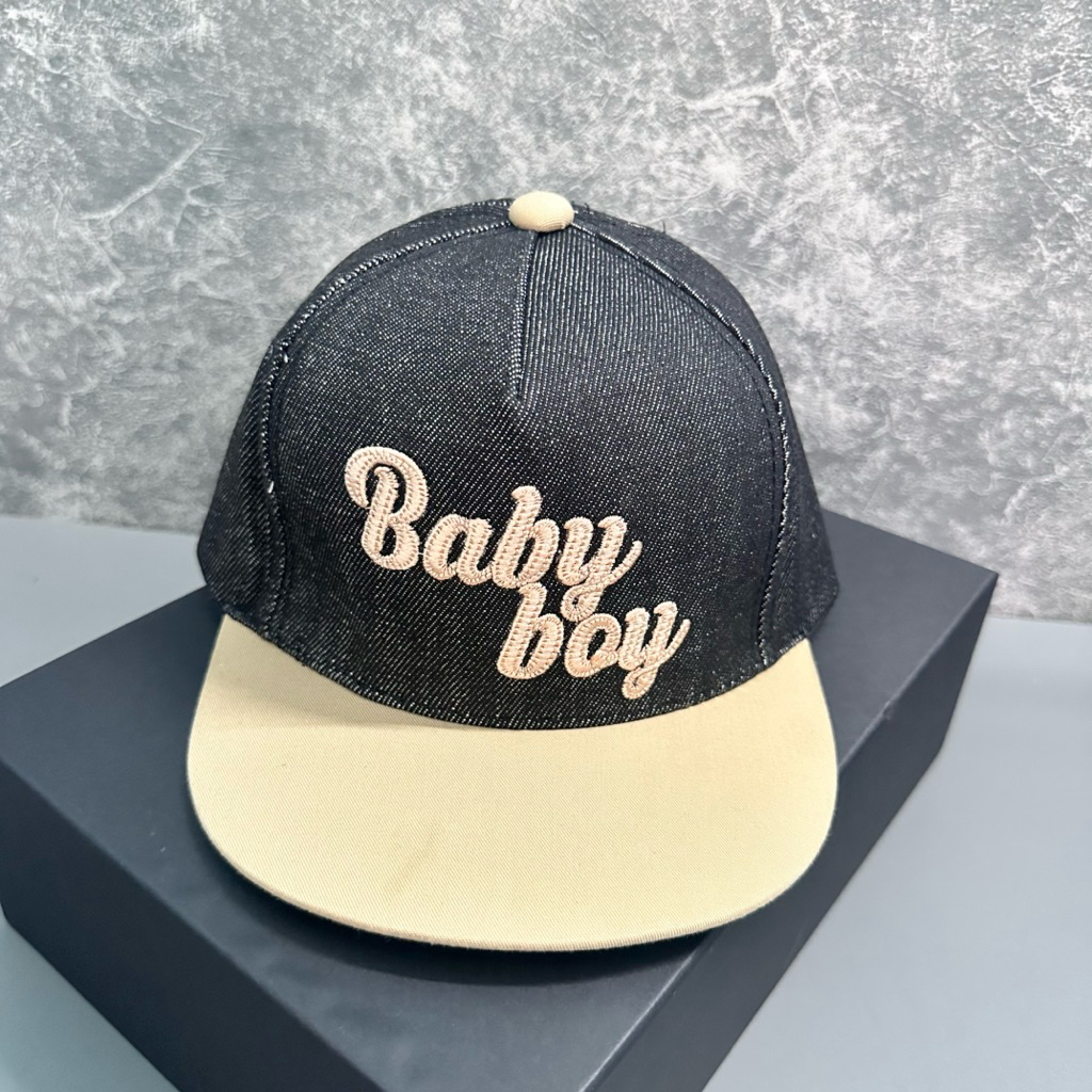 Mũ hiphop cho bé 3-7 Tuổi , Nón lưỡi trai sanpback rin phối kết màu thêu BABY BOY cực đẹp
