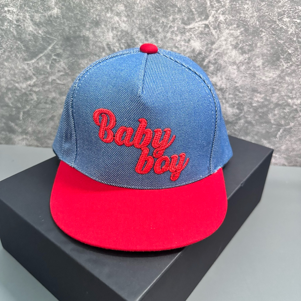 Mũ hiphop cho bé 3-7 Tuổi , Nón lưỡi trai sanpback rin phối kết màu thêu BABY BOY cực đẹp