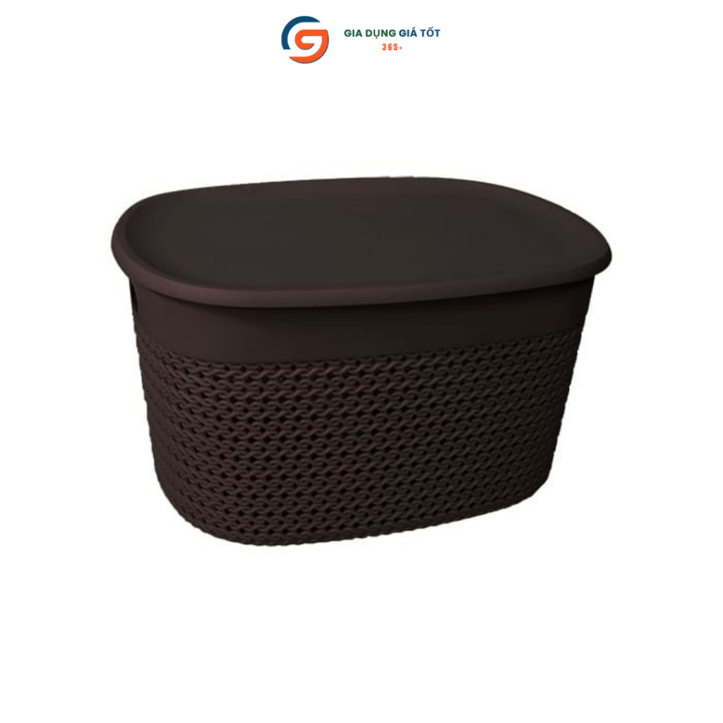 Giỏ nhựa bầu có nắp giả mây đan Song Long - giỏ đựng đồ đa năng, giỏ đựng quần áo, đồ dùng cá nhân