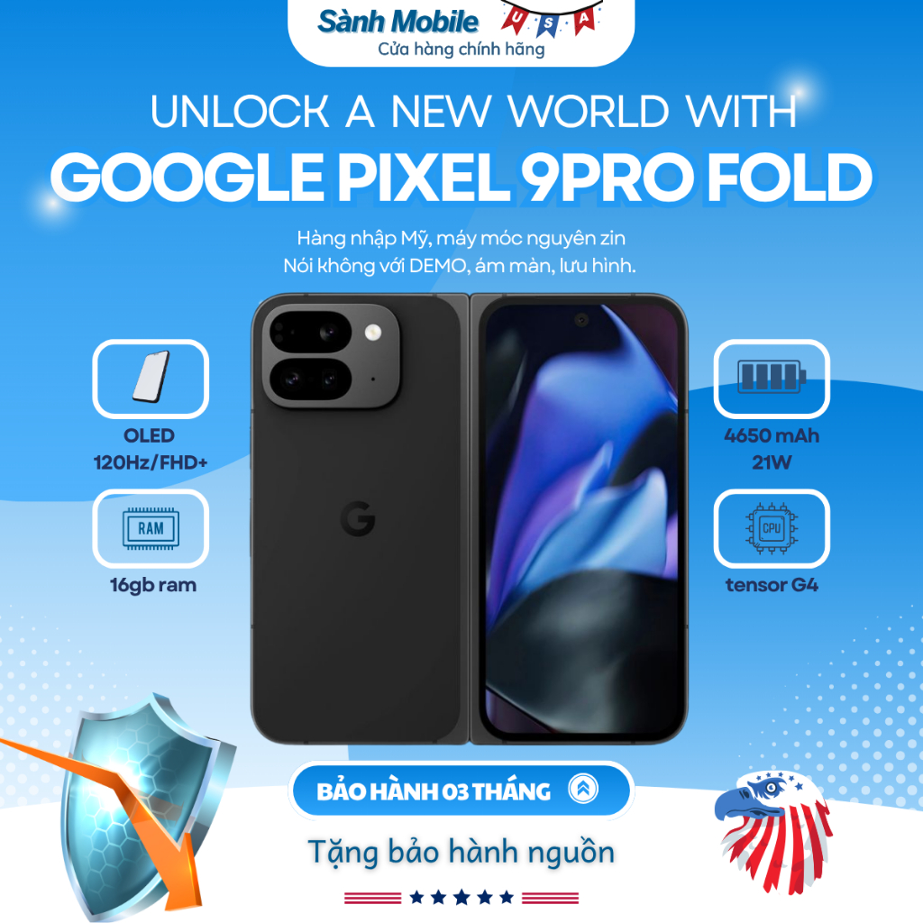 Điện thoại Google Pixel 9 Pro Fold - đẳng cấp doanh nhân - đẳng cấp AI - bảo hành dài