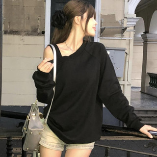 Áo nỉ trễ vai form rộng sweater hở vai màu xám, đen, kem chất nỉ dày dặn kiểu dáng xinh xắn SSL