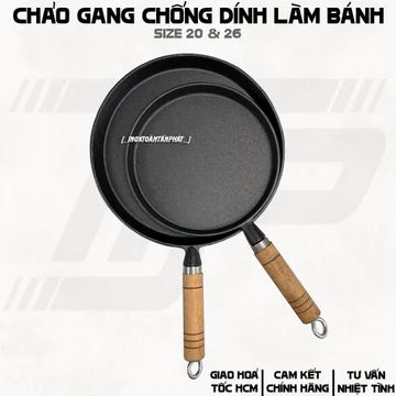 Chảo Gang Làm Bánh Chống Dính- Chảo Chống dính Đổ Bánh Xèo-Chảo Rán Chống Dính Size 20cm