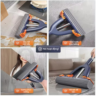 Cây Lau Kính Tự Vắt Gấp Gọn GREENSINDOOR 40CM Cây Lau Nhà Mini Cầm Tay Dụng Cụ Vệ Sinh Bàn Làm Việc Mút Bọt Biển
