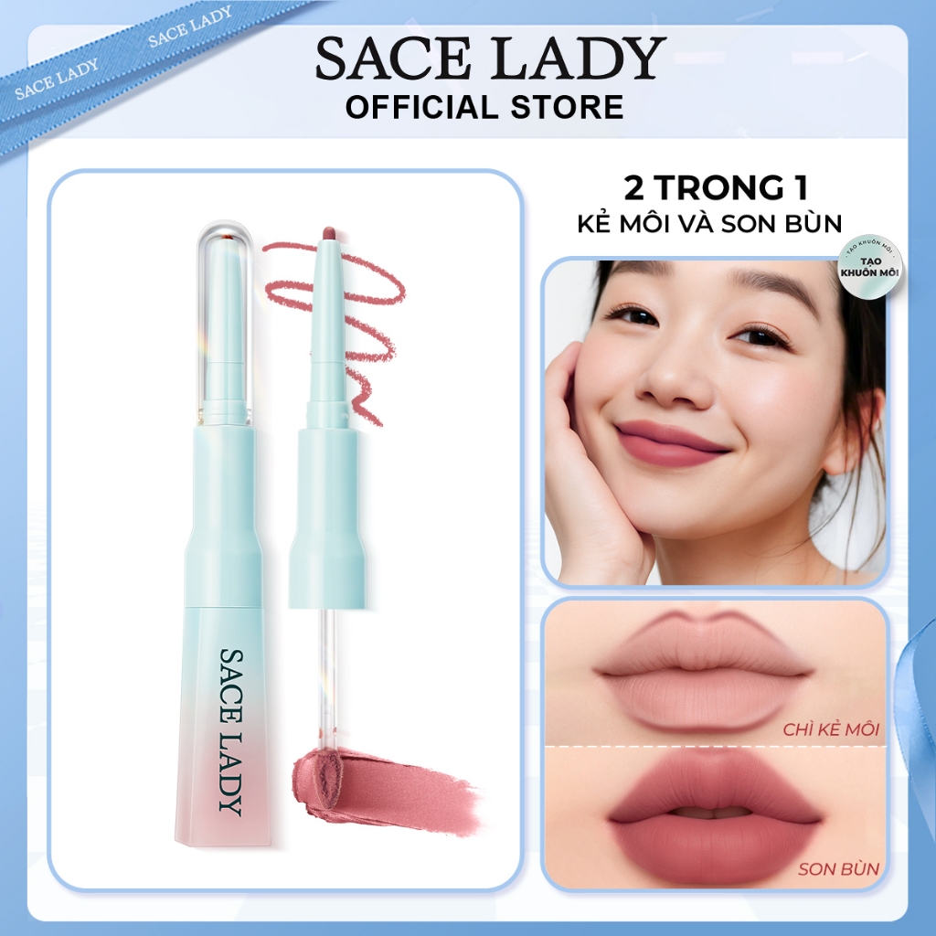 2 IN 1 Son Môi SACE LADY Không bết dính  nhẹ mềm mịn lì son ParisLine 2g