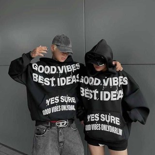 Áo Hoodie Zip Basic Vải Nỉ Chống Nắng Tốt Form Rộng Nam Nữ In Chữ GOODVIBE SSL