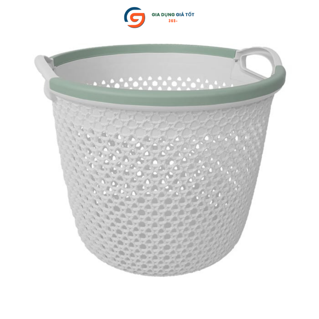Giỏ đựng đồ viền có quai Song Long nhựa giả mây đan, giỏ nhựa đa năng đựng quần áo, đồ chơi