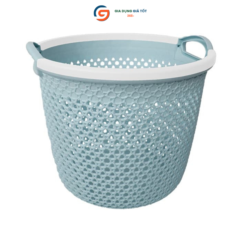 Giỏ đựng đồ viền có quai Song Long nhựa giả mây đan, giỏ nhựa đa năng đựng quần áo, đồ chơi