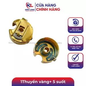 Combo 1Thuyền vàng+ 5 suốt nhôm vàng +chân vịt vàng máy 1 kim công nghiệp, phụ kiện ngành may