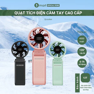 Quạt Tích Điện Cầm Tay Q-cooker Quạt sò lạnh cầm tay làm mát nhanh Pin 4000mAh 120 cấp độ siêu mạnh