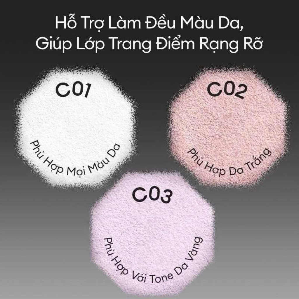Phấn phủ bột Colorkey kim cương C01 C02  – kiềm dầu, nâng tông, làm mịn da, không lem trôi