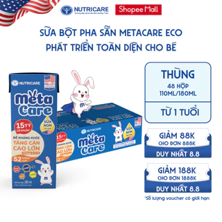 Thùng 48 Hộp Sữa Bột Pha Sẵn METACARE ECO Nutricare Tăng Cân Chiều Cao Tăng Sức Đề Kháng Từ 1 Tuổi Với Sữa Non 24H