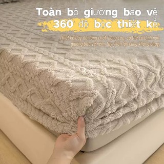 Ga giường Lụa taffeta Ấm áp Thoáng khí Chống trượt Không xù lông Cho Giấc Ngủ Sâu 1m6 1m8 Ga chun