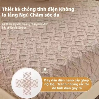 Ga giường Lụa taffeta Ấm áp Thoáng khí Chống trượt Không xù lông Cho Giấc Ngủ Sâu 1m6 1m8 Ga chun